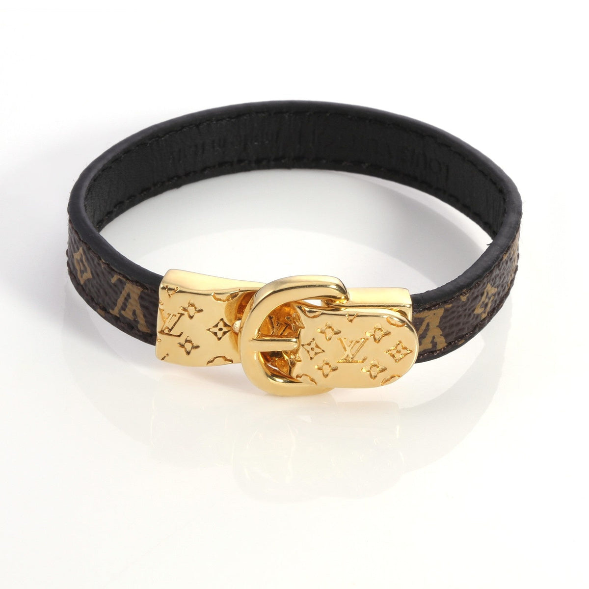 Watch Buckle Design Leather Monogram Bracelet