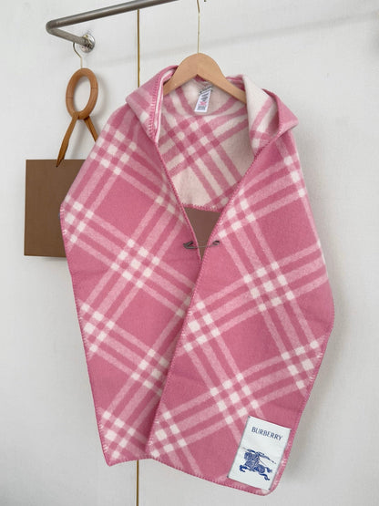 ✨ In Stock | 2025 New Year Hooded Checkered Wool Shawl – Elegant Blanket-Style Wrap
