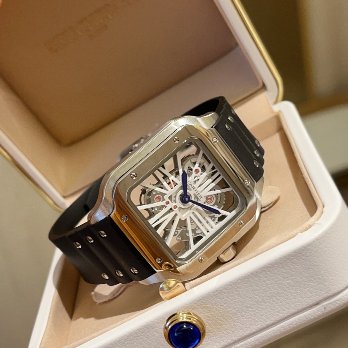 Premium Stainless Steel Skeleton Mechanical Watch 6 Style Options Asymmetric Design Luxury Look