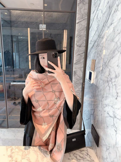 2026 New Diamond Camellia Cashmere Scarf – Elegant Floral Jacquard, Soft French-Inspired Style