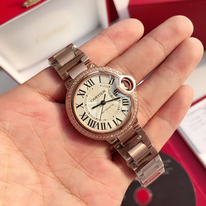 Premium Stainless Steel Mechanical Watch 8 Style Options Crystal Bezel Roman Numeral Design Luxury Look
