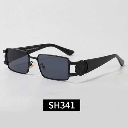 Rimless Rectangular Sunglasses 7 Style Options Vintage Medallion Design Classic Fashion Luxury Look SH341