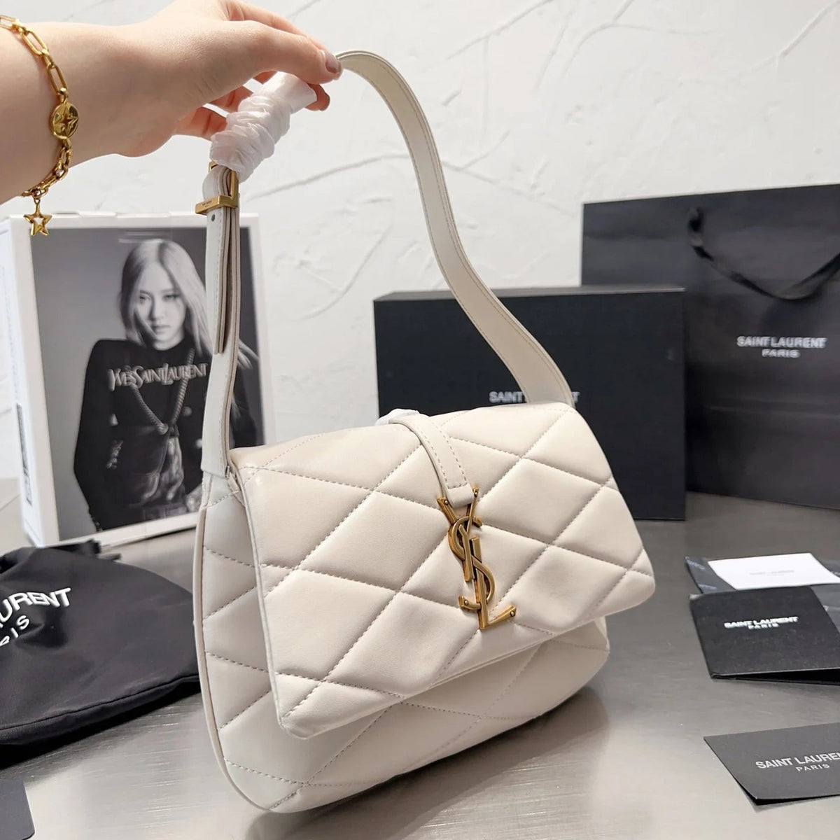 Quilted Leather Flap Sholder Bag
