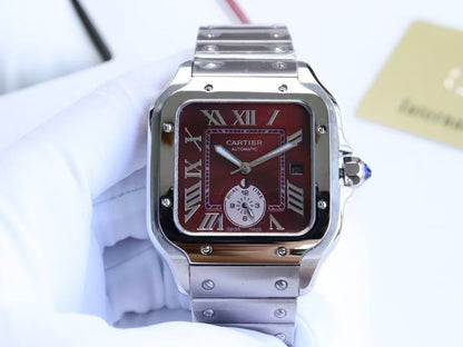 Premium Stainless Steel Mechanical Watch 4 Style Options Classic Square Dual Time Design Luxury Look