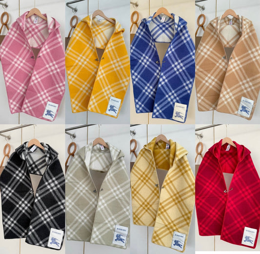 ✨ In Stock | 2025 New Year Hooded Checkered Wool Shawl – Elegant Blanket-Style Wrap