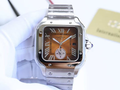 Premium Stainless Steel Mechanical Watch 4 Style Options Classic Square Dual Time Design Luxury Look
