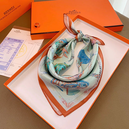 16 Horses Prismatic Square 50CM Silk Scarf