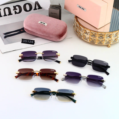 5 Color Rimless Square Letter Temple Sunglasses 35126