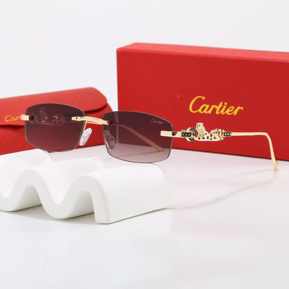 7 Color Rimless Panther Decor Sunglasses