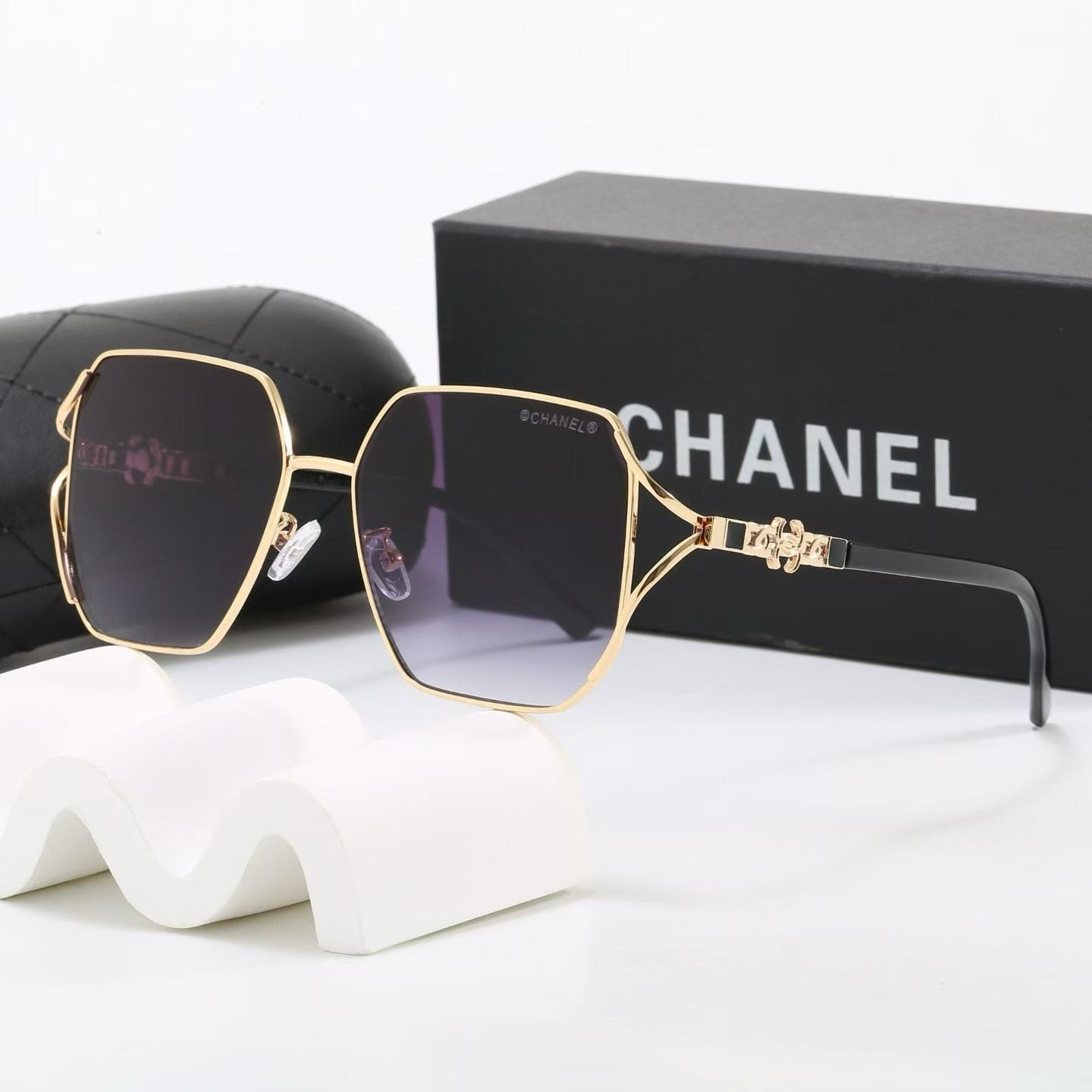7 Color Hexagon Metal Decor Sunglasses