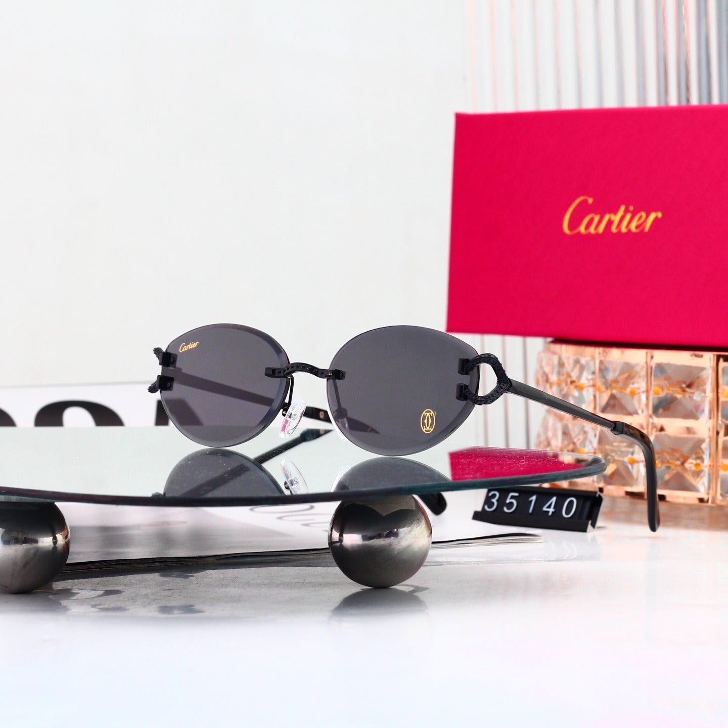 6 Color Rimless Round Sunglasses 35140