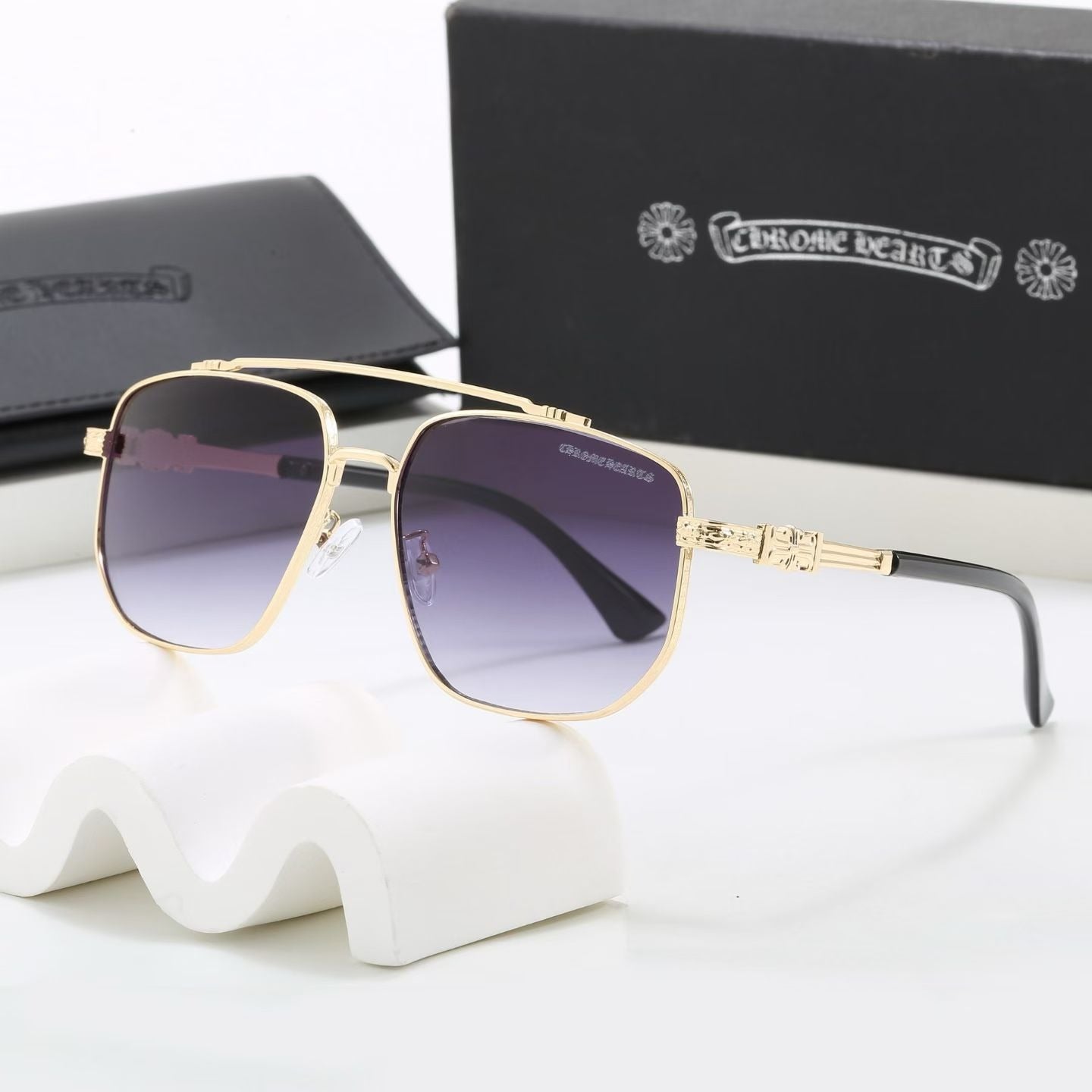 Double Bridge Square Sunglasses, UV400 Polarized Fashion Shades