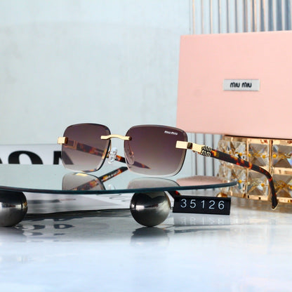 5 Color Rimless Square Letter Temple Sunglasses 35126