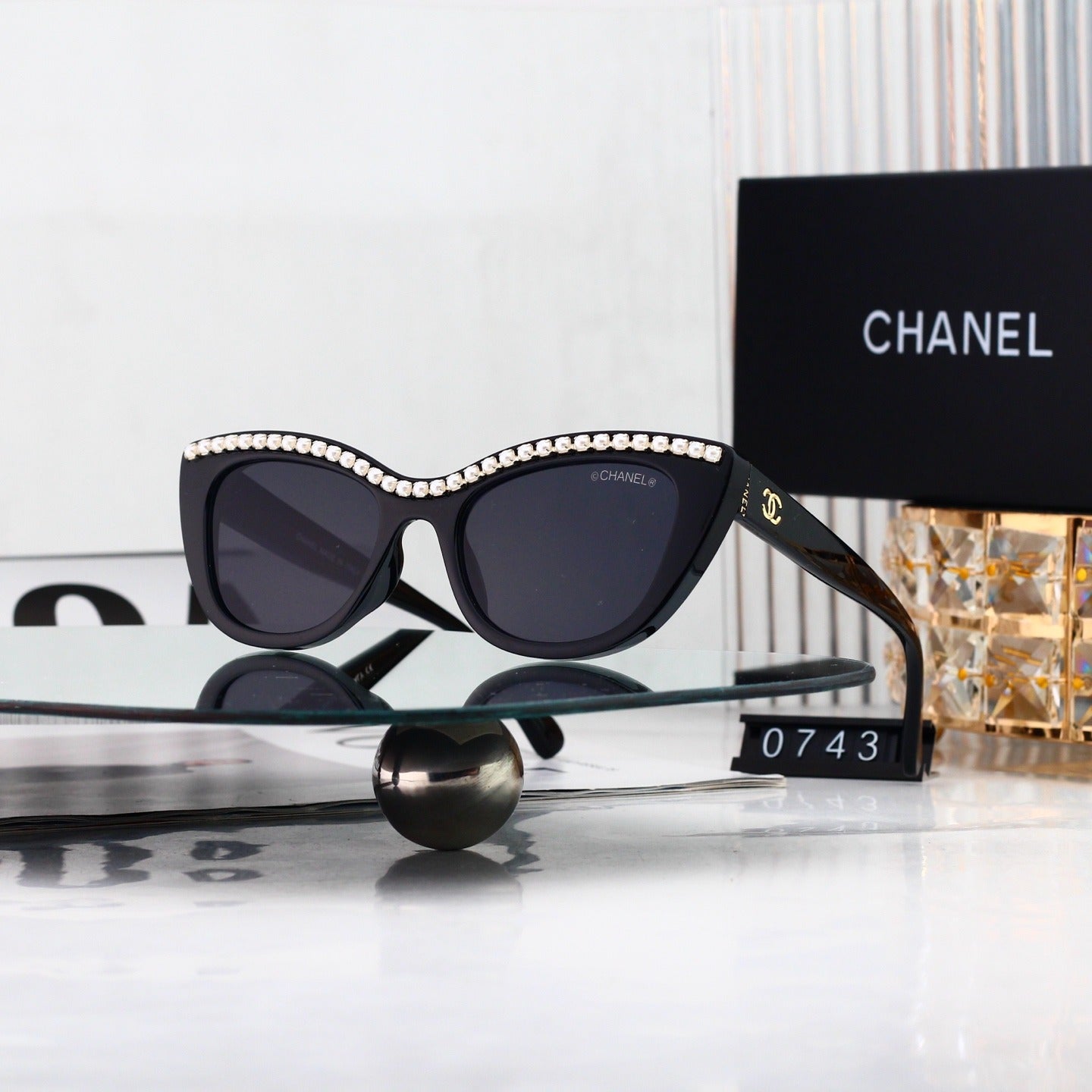7 Color Pearl Cat Eye Sunglasses 0743