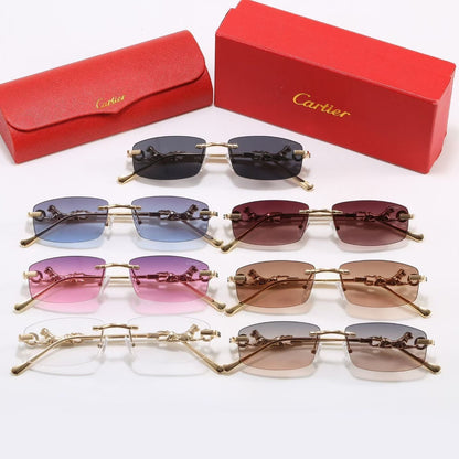7 Color Rimless Panther Decor Sunglasses