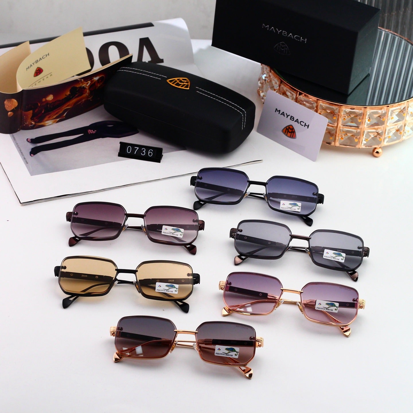 5 Color Square Metal Sunglasses 0736
