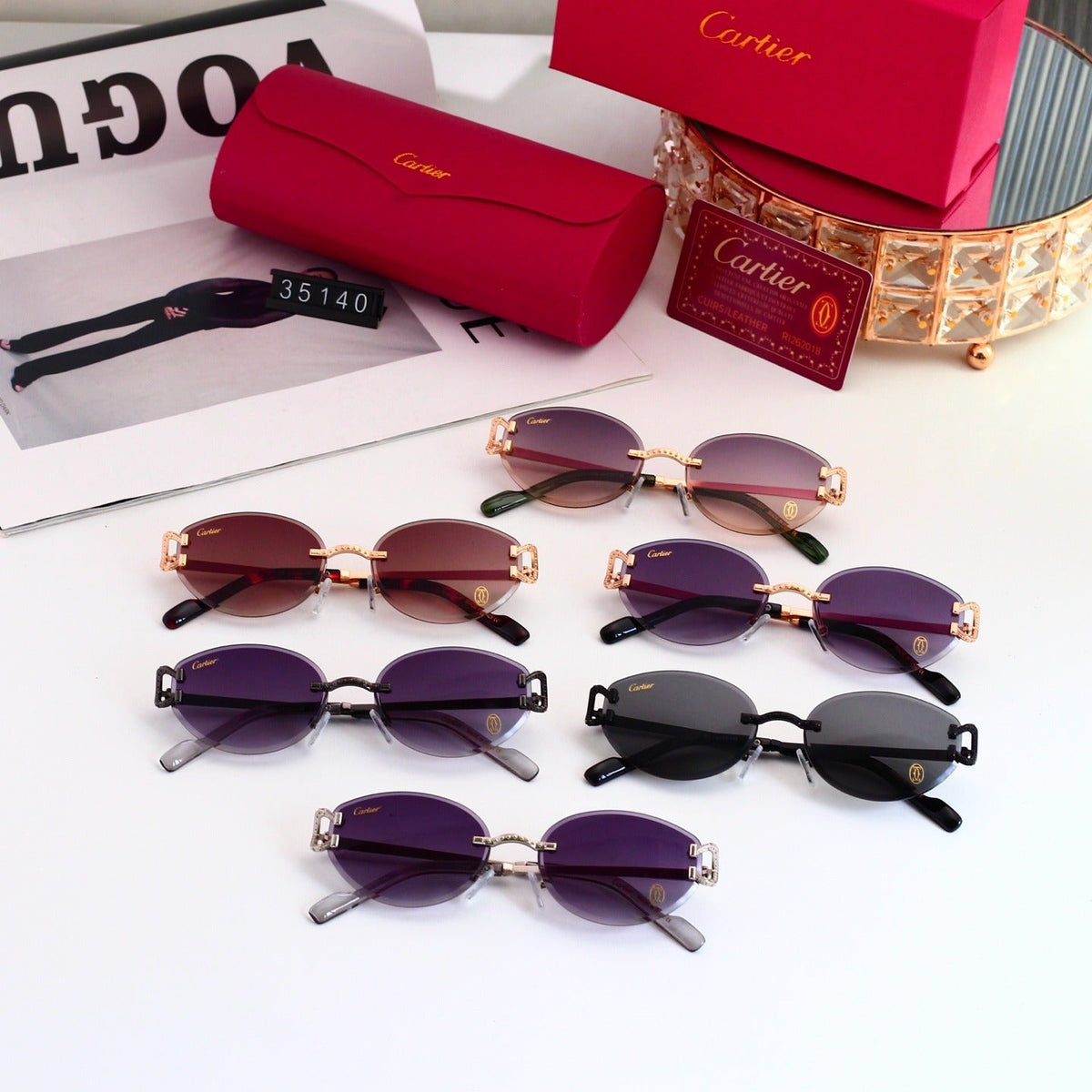 6 Color Rimless Round Sunglasses 35140