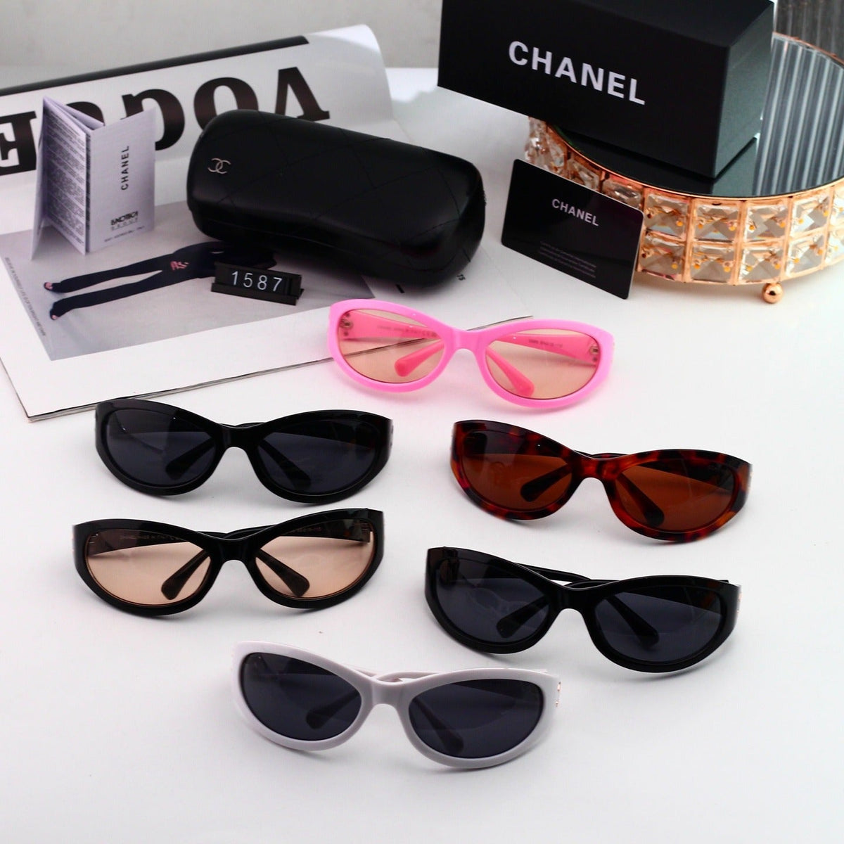 6 Color Y2K Oval Wrap‑Around Sunglasses 1587