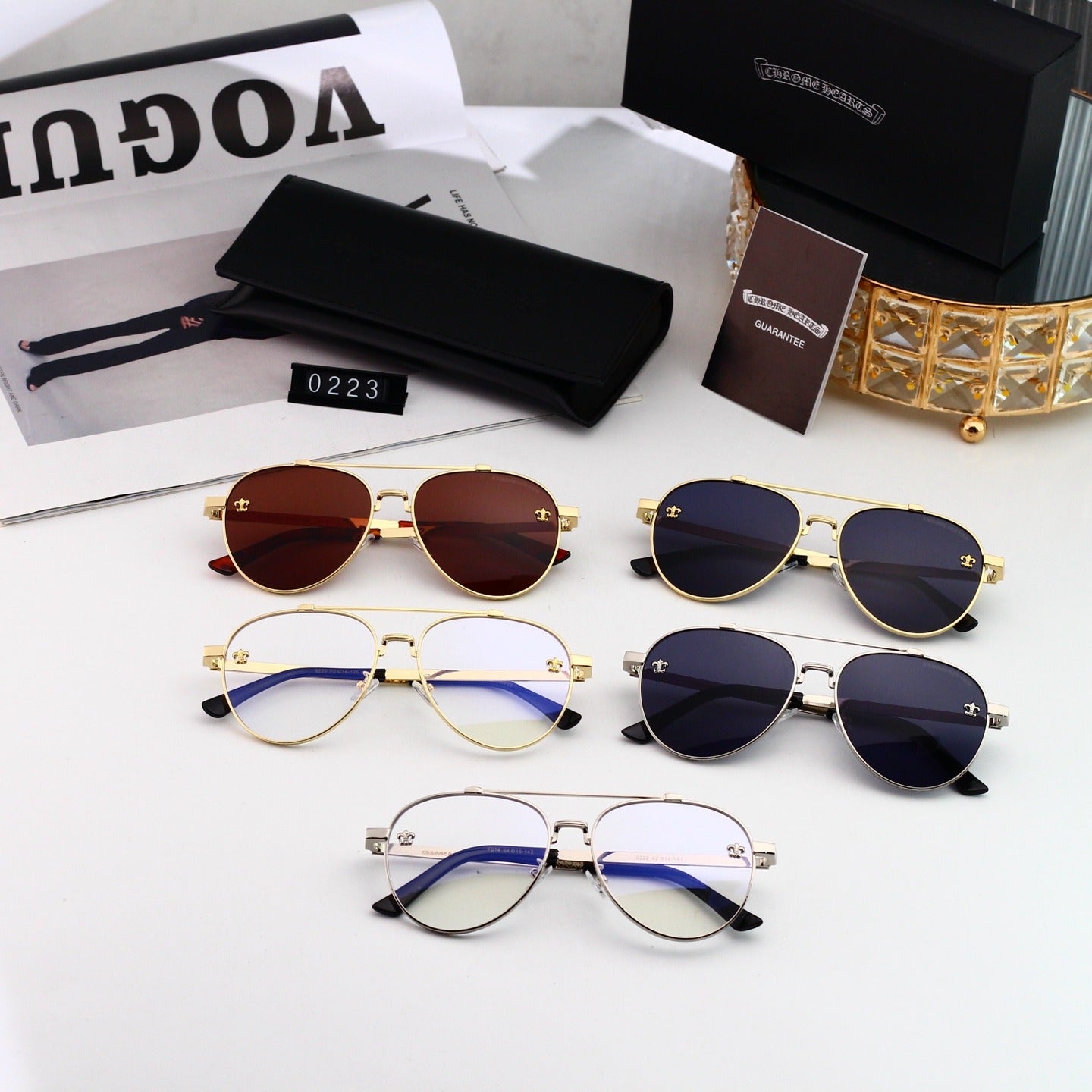 5 Color Pilot Skull Temple Sunglasses 0223