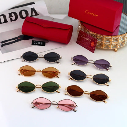 Oval Metal Frame Sunglasses, Leopard Head UV400 Polarized Fashion Shades