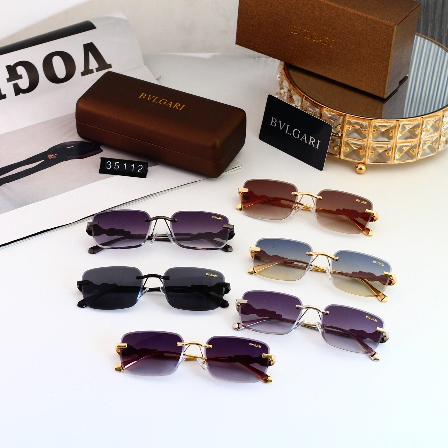 6 Color Rimless Square Serpent Sunglasses