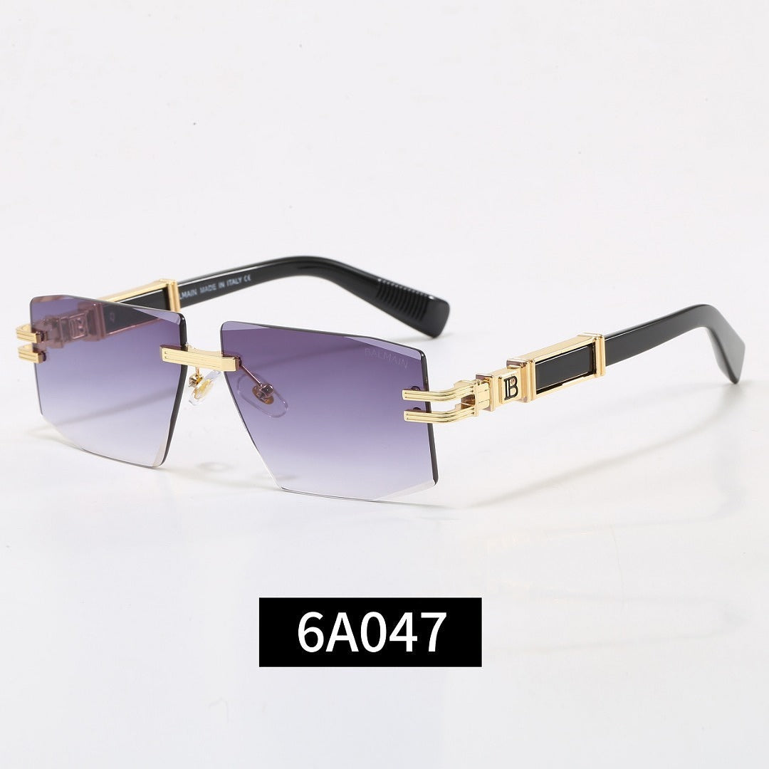 Rimless Geometric Sunglasses, UV400 Polarized Fashion Shades 6A047