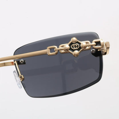 7 Color Rimless Square Interlocking Metal Sunglasses