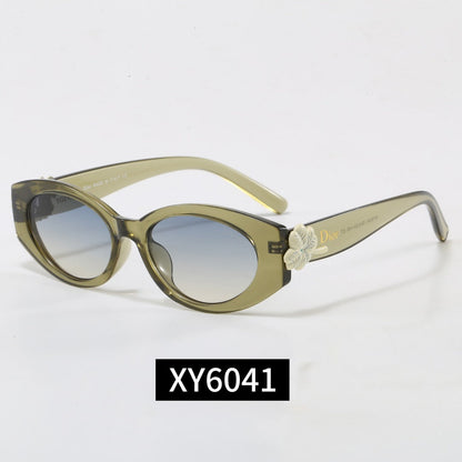 7 Color Oval Flower Decor Sunglasses XY6041
