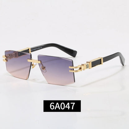 Rimless Geometric Sunglasses, UV400 Polarized Fashion Shades 6A047