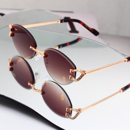 6 Color Rimless Round Sunglasses 35140