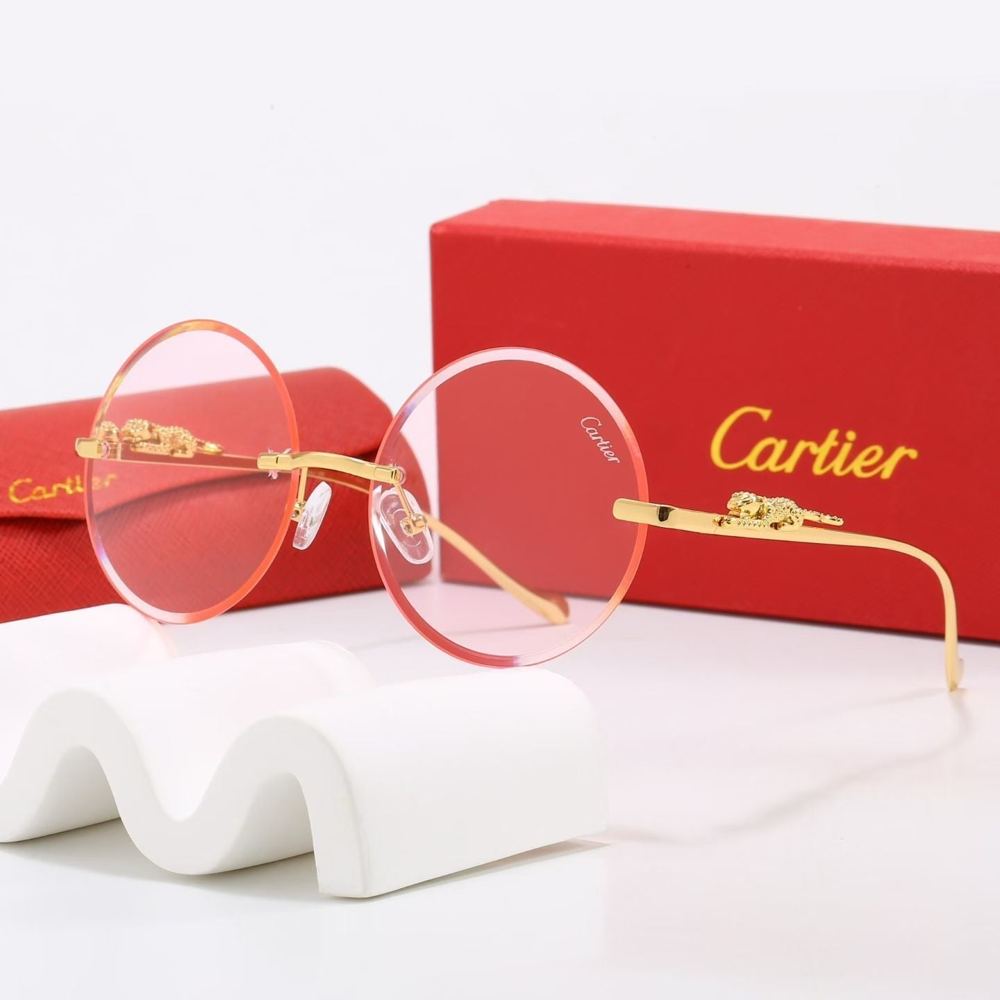 6 Color Rimless Round Panther Sunglasses