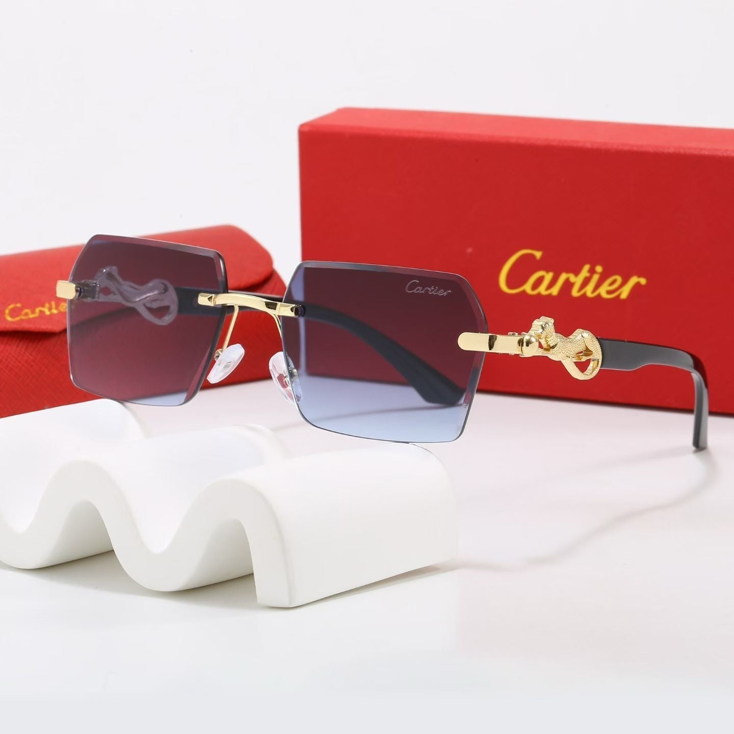 6 Color Rimless Square Panther Sunglasses