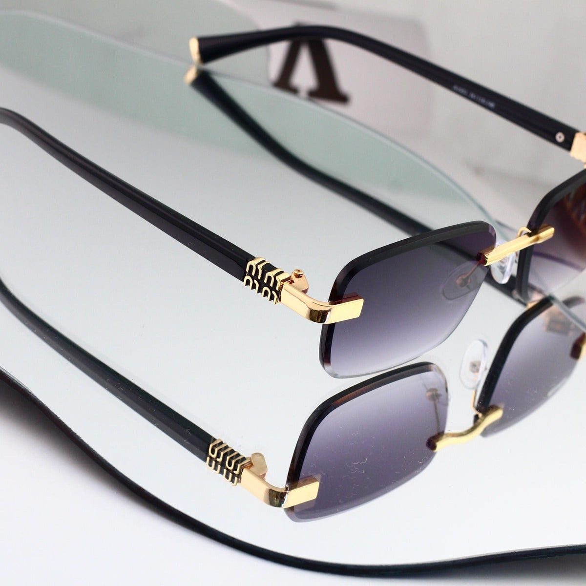 5 Color Rimless Square Letter Temple Sunglasses 35126