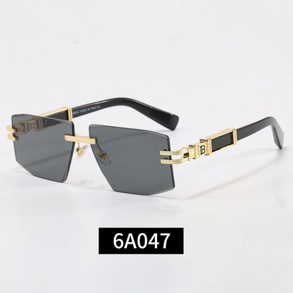 Rimless Geometric Sunglasses, UV400 Polarized Fashion Shades 6A047