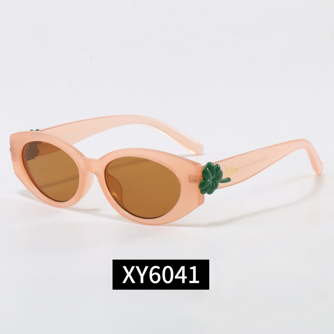 7 Color Oval Flower Decor Sunglasses XY6041