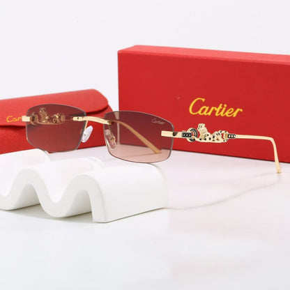7 Color Rimless Panther Decor Sunglasses