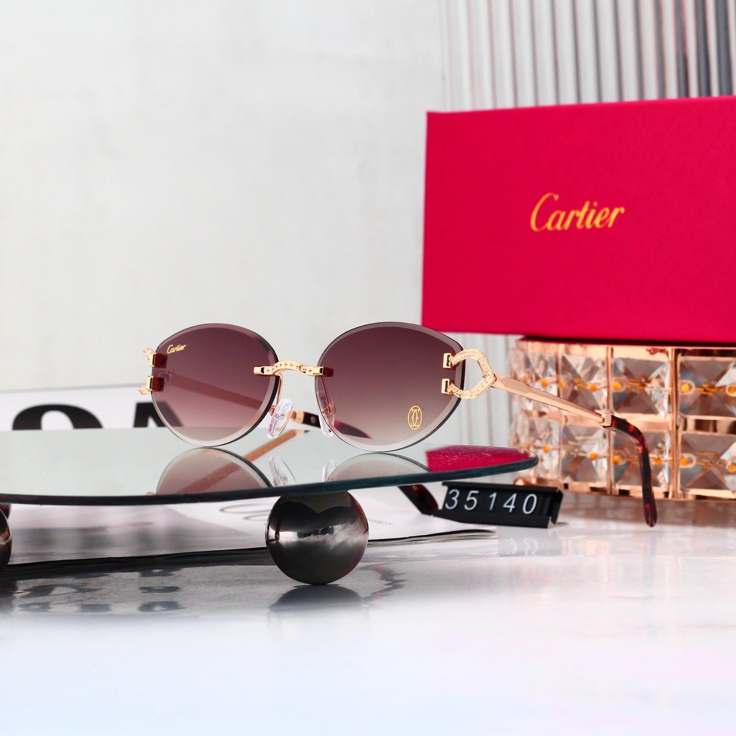 6 Color Rimless Round Sunglasses 35140