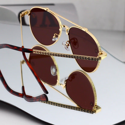 5 Color Pilot Skull Temple Sunglasses 0223
