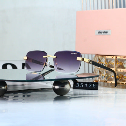 5 Color Rimless Square Letter Temple Sunglasses 35126