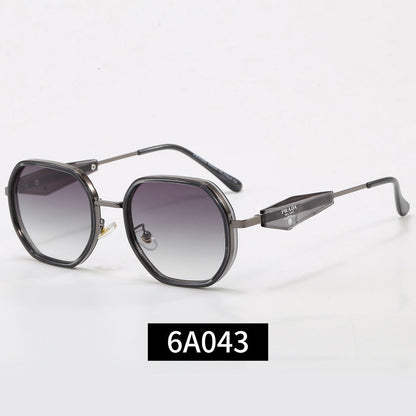 Geometric Metal Frame Sunglasses, Triangle Detail UV400 Polarized Fashion Shades 6A043