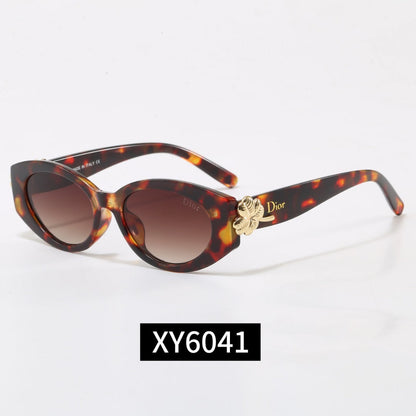 7 Color Oval Flower Decor Sunglasses XY6041