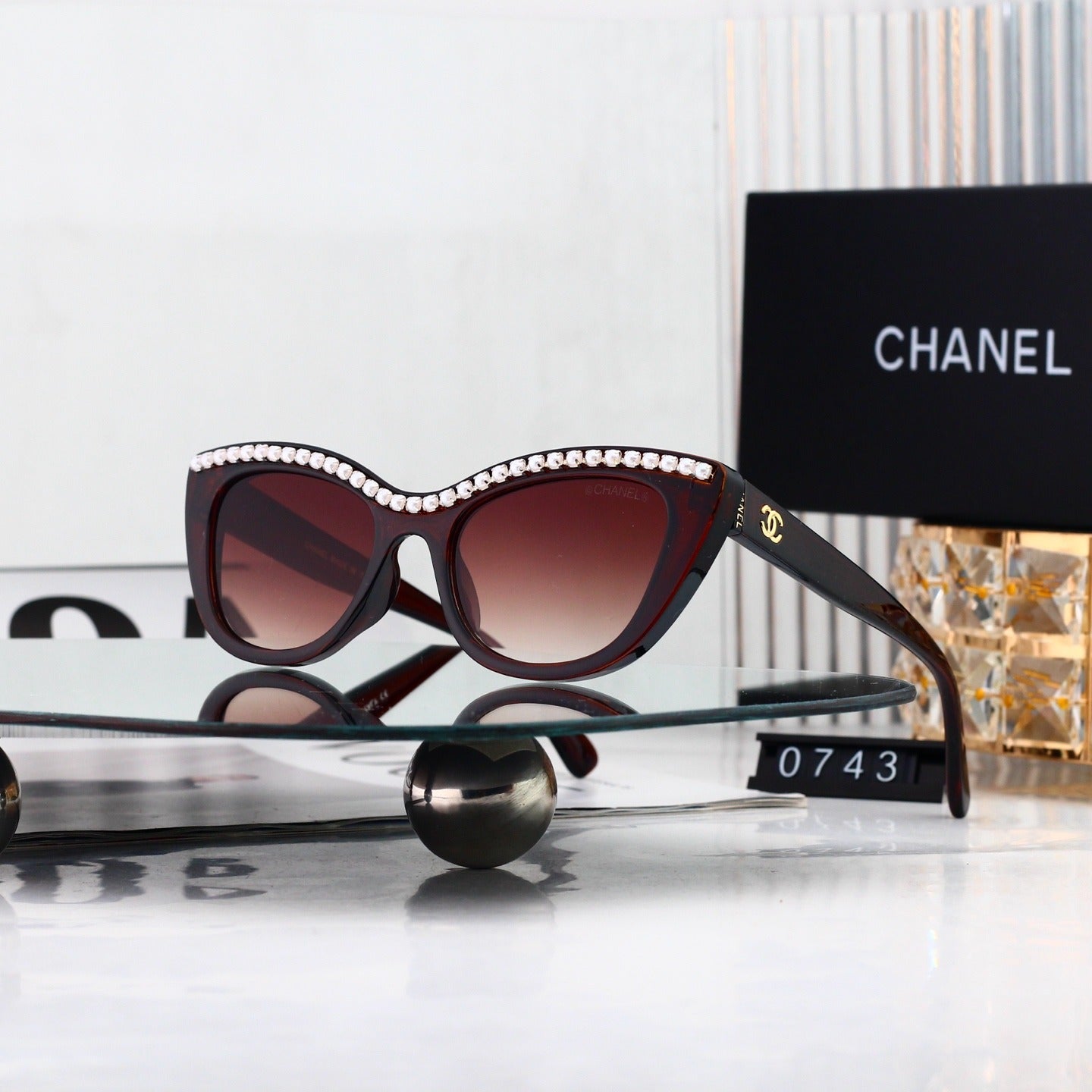 7 Color Pearl Cat Eye Sunglasses 0743