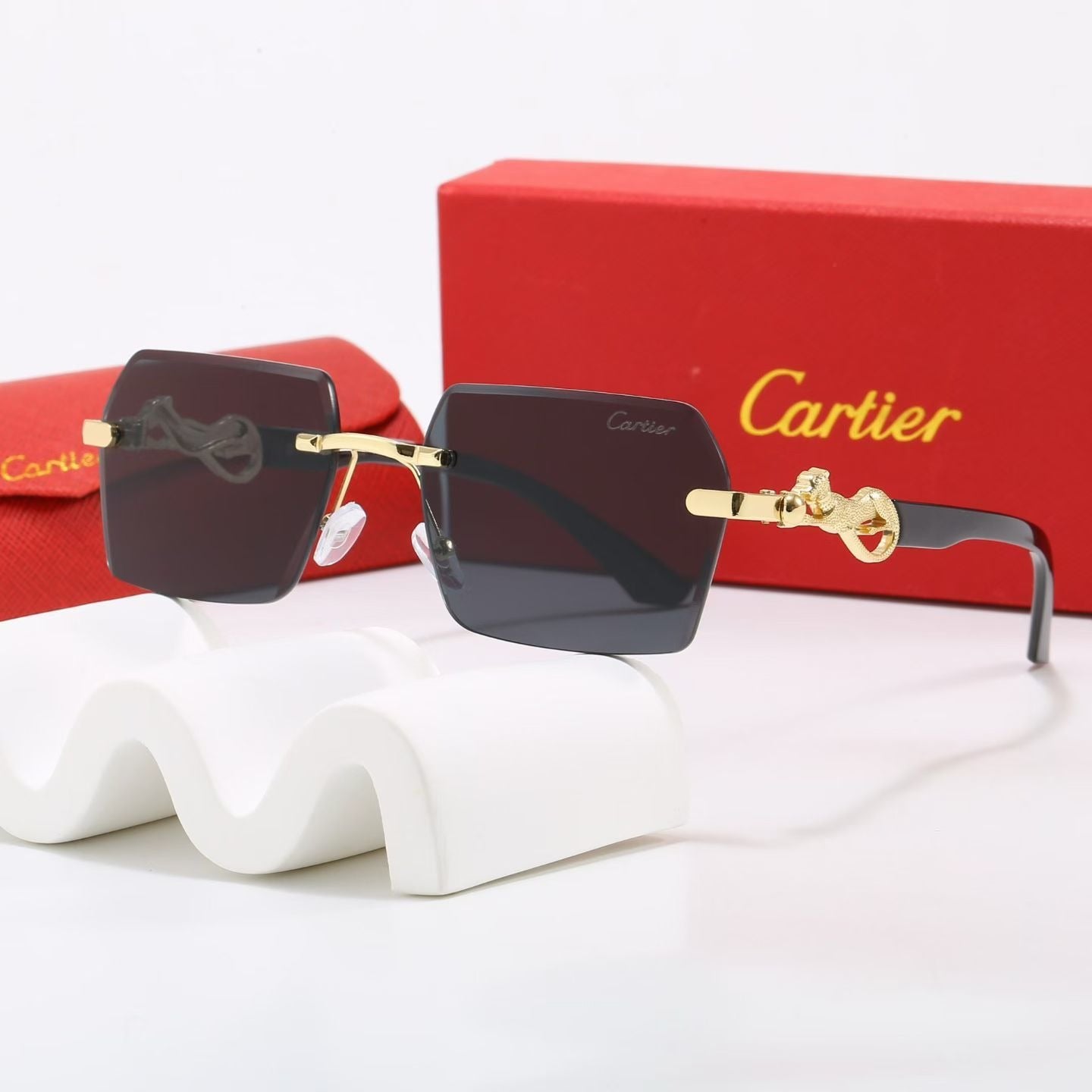 6 Color Rimless Square Panther Sunglasses