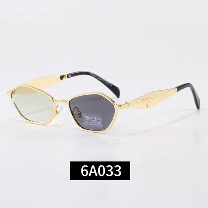 Irregular Metal Frame Sunglasses, Tortoise Temple UV400 Polarized Fashion Shades 6A003