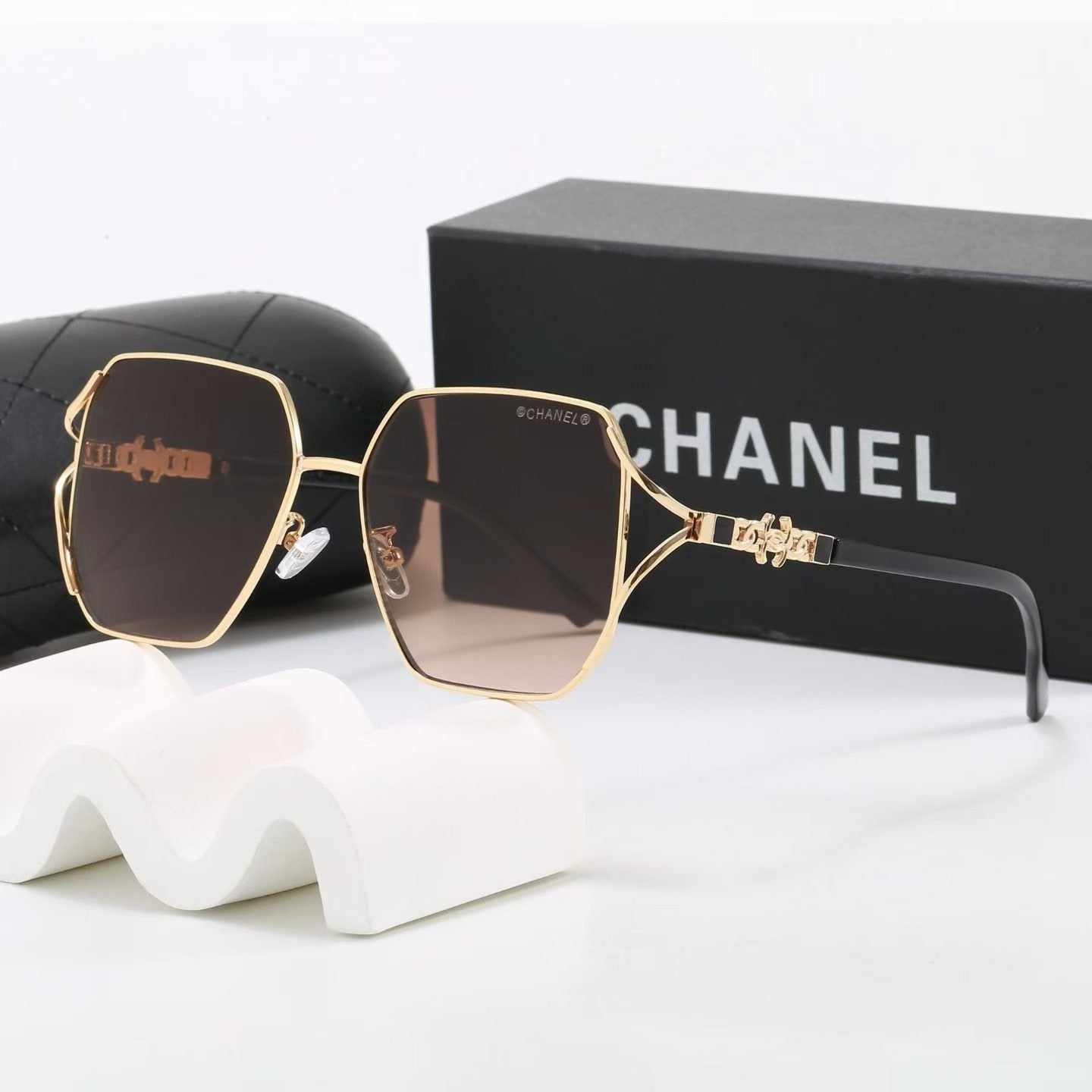 7 Color Hexagon Metal Decor Sunglasses