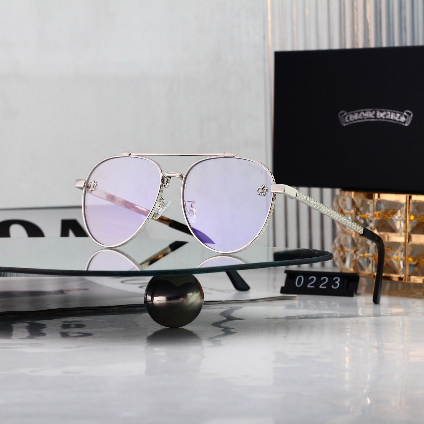 5 Color Pilot Skull Temple Sunglasses 0223