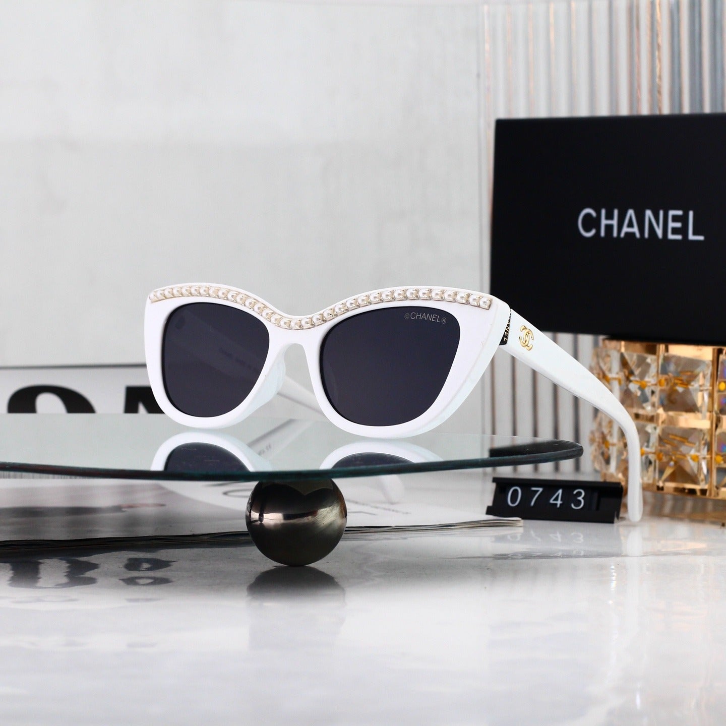 7 Color Pearl Cat Eye Sunglasses 0743