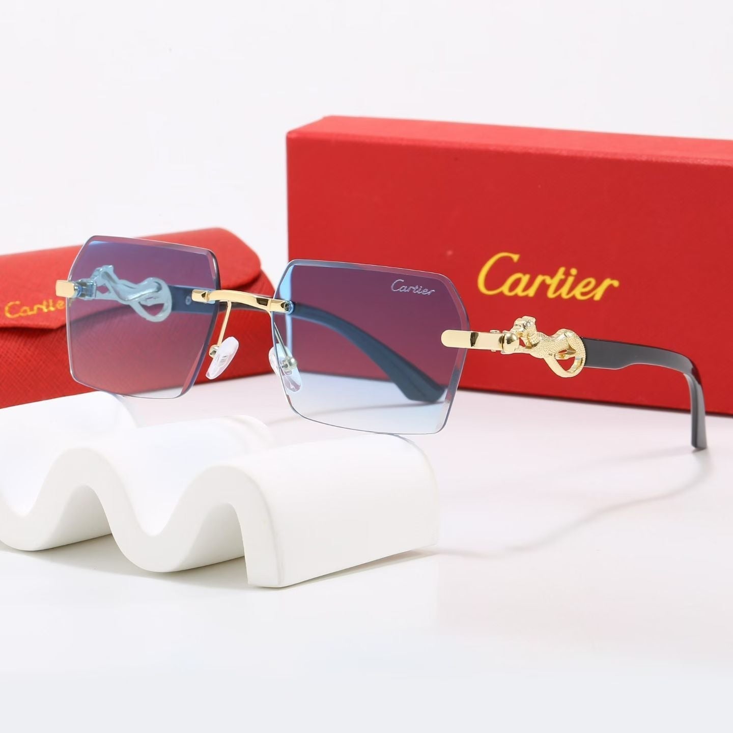 6 Color Rimless Square Panther Sunglasses