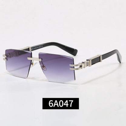 Rimless Geometric Sunglasses, UV400 Polarized Fashion Shades 6A047