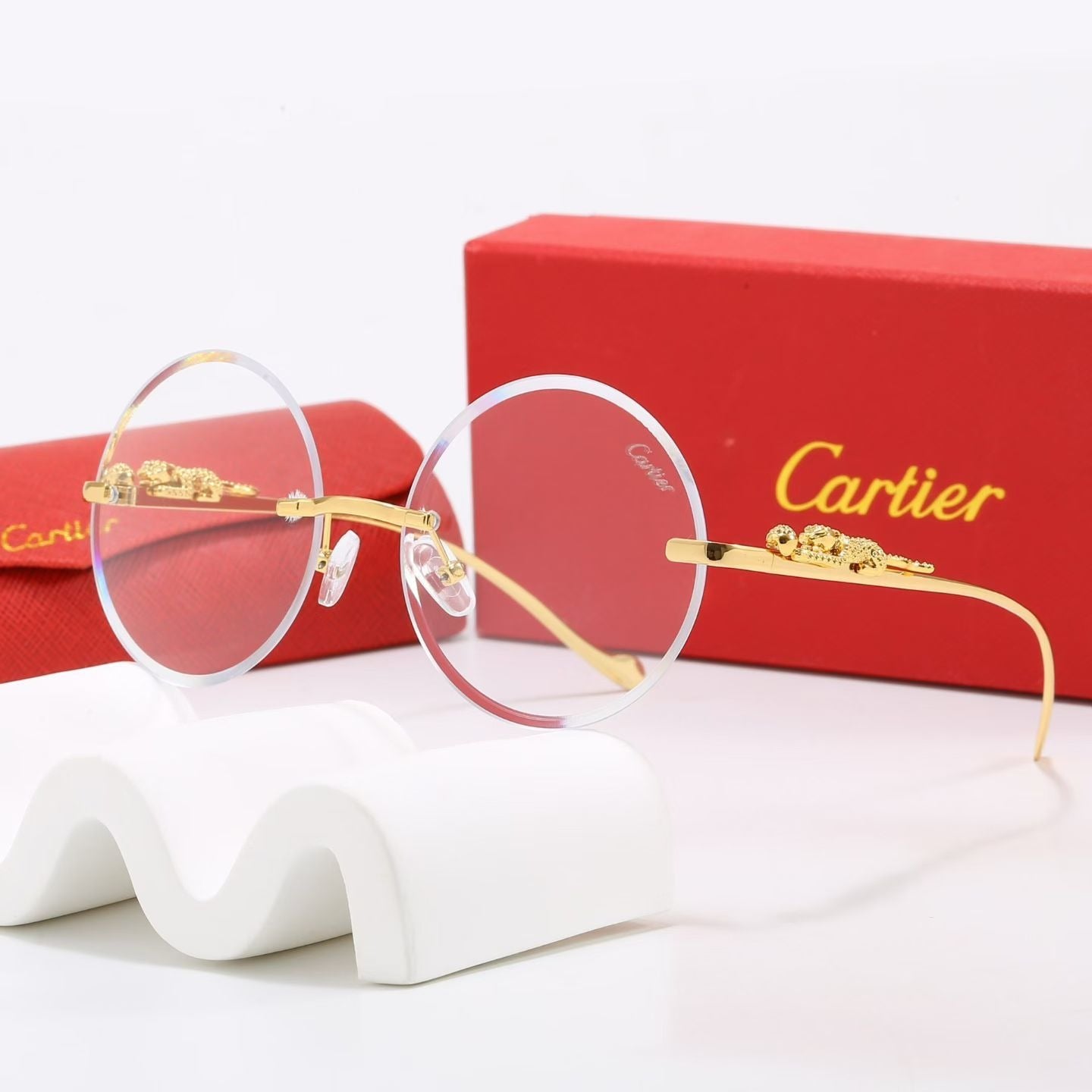 6 Color Rimless Round Panther Sunglasses